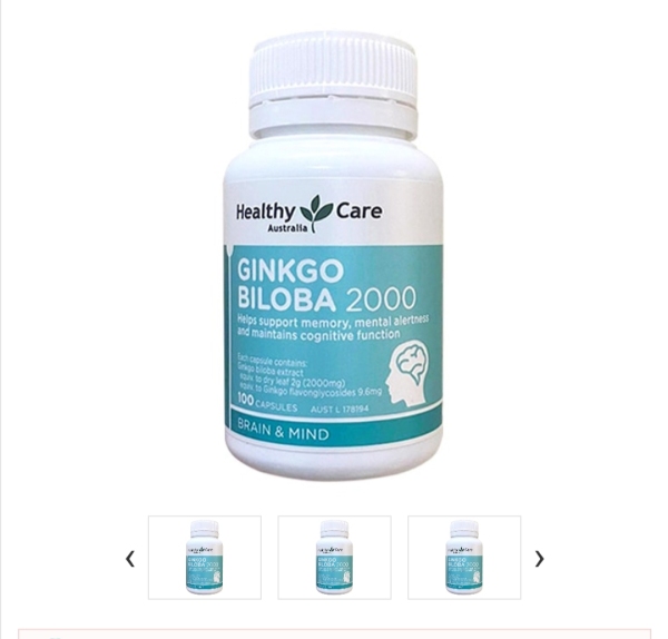 [HCM]Bổ não ÚC Healthy care Ginkgo Biloba 2000mg 100 viên nhập khẩu