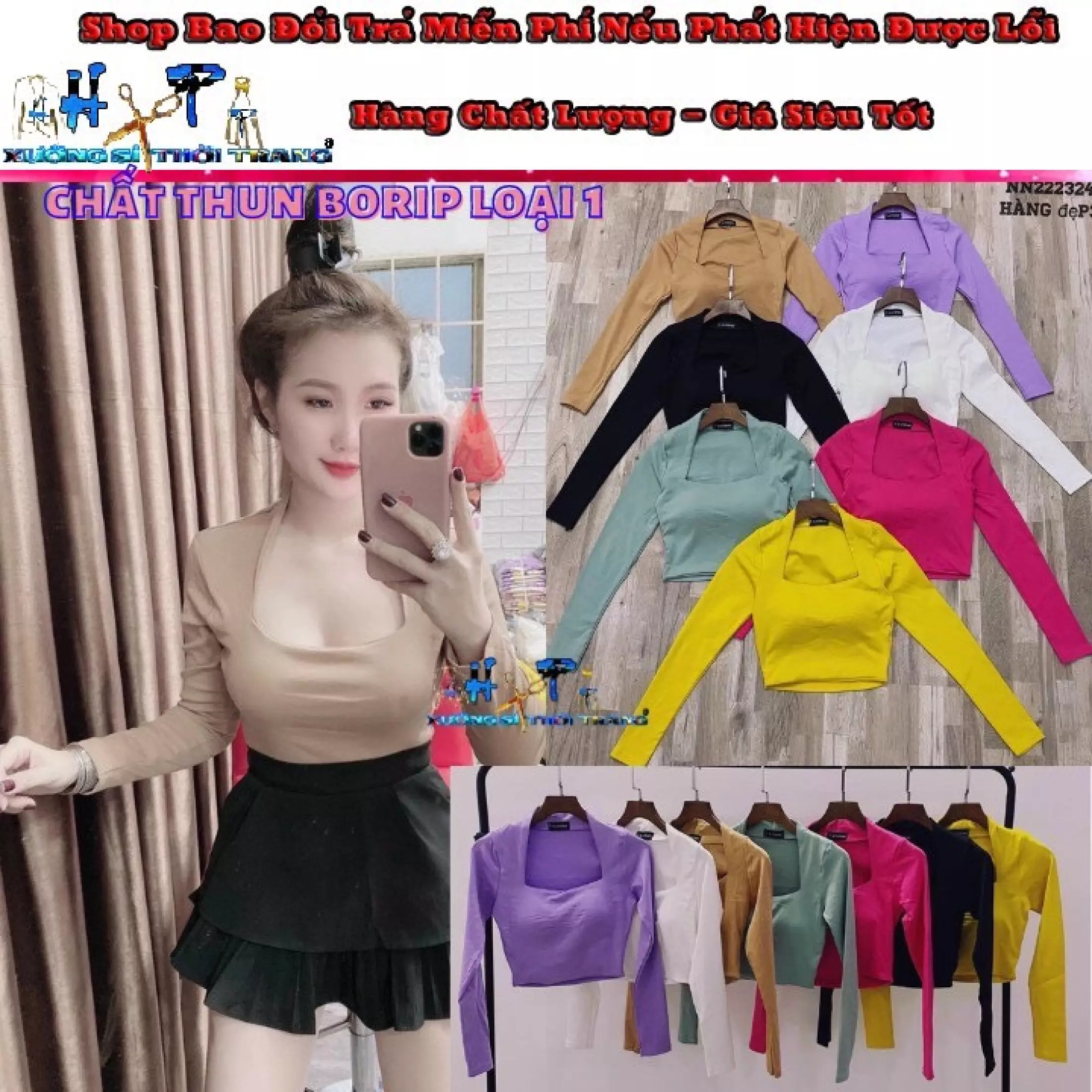 áo croptop kiểu nữ ôm body cổ vuông thun xịn mịn kiểu hàn quốc mẫu mới