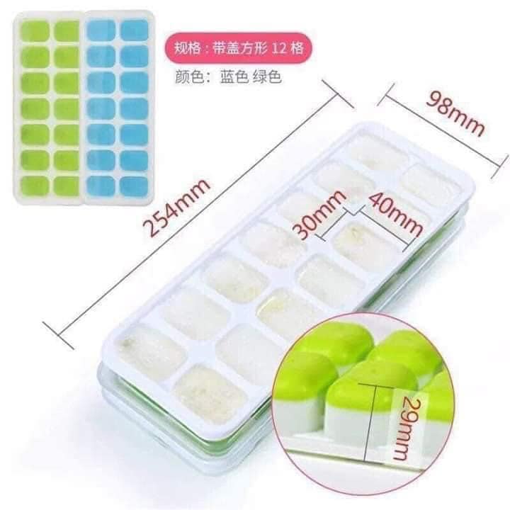 Set 3 khay làm đá thạch silicon có lắp