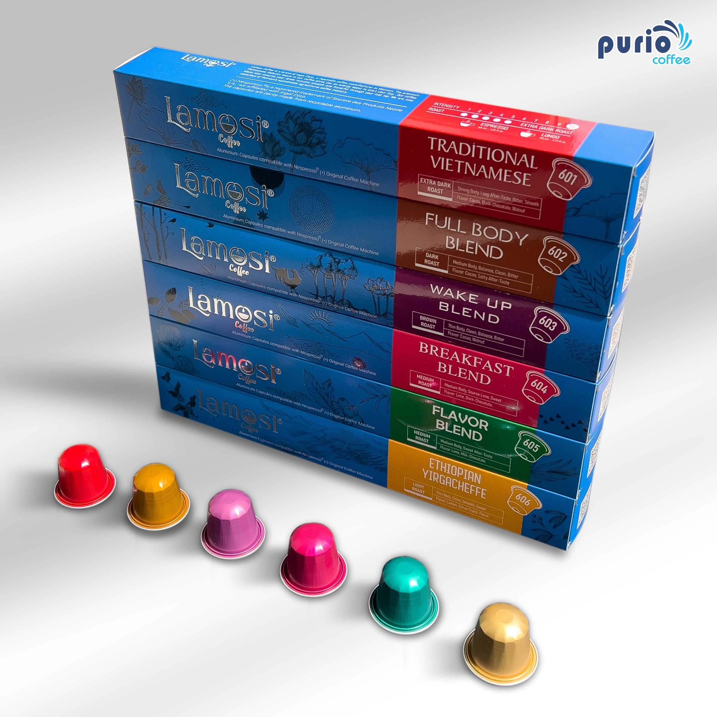 Lamosi Coffee 604 Breakfast Blend Medium Roast Medium Body Premium Coffee Capsules for Nespresso Compatible Machines - 10 Capsules