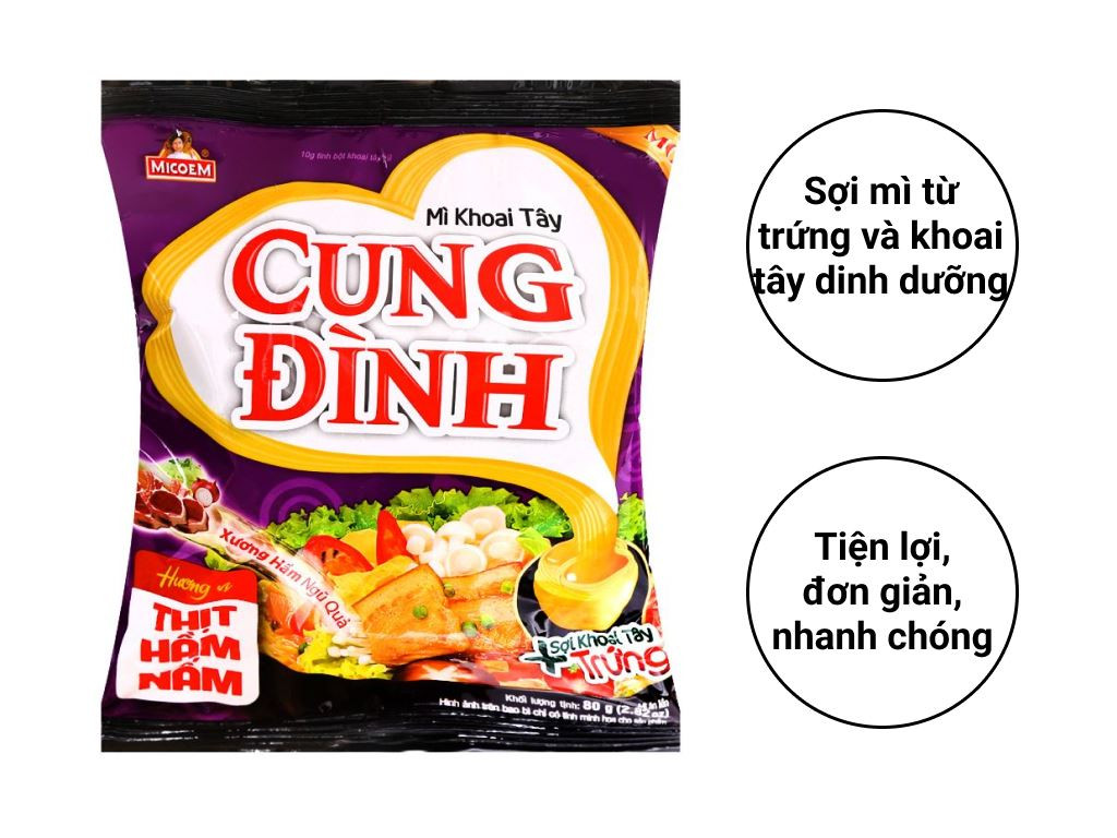 Mì khoai tây Cung Đình thịt hầm nấm (5 gói 80g)