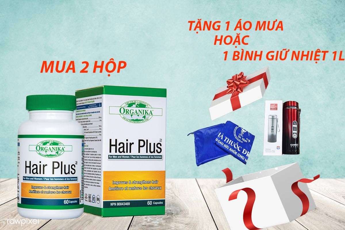 (Hộp 60 viên) HAIR PLUS ORGANIKA hỗ trợ tóc mọc tóc kích thích tóc nhanh dài