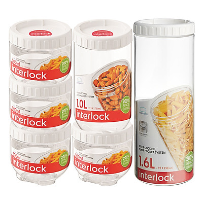 Bộ 6 hộp bảo quản interlock Lock&Lock INL303S010