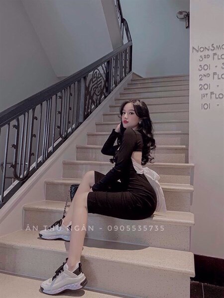 ĐẦM BODY ĐUÔI CÁ TAY DÀI CỘT NƠ LƯNG NỮ TÍNH