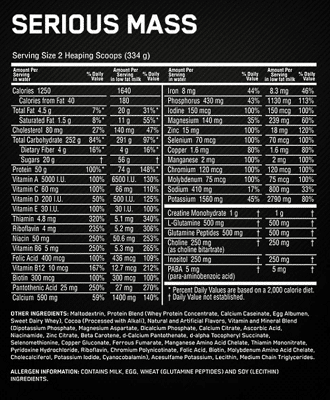 [ CHÍNH HÃNG] Sữa tăng cân Serious Mass 12lbs (Optimum Nutrion) (16 lần dùng)