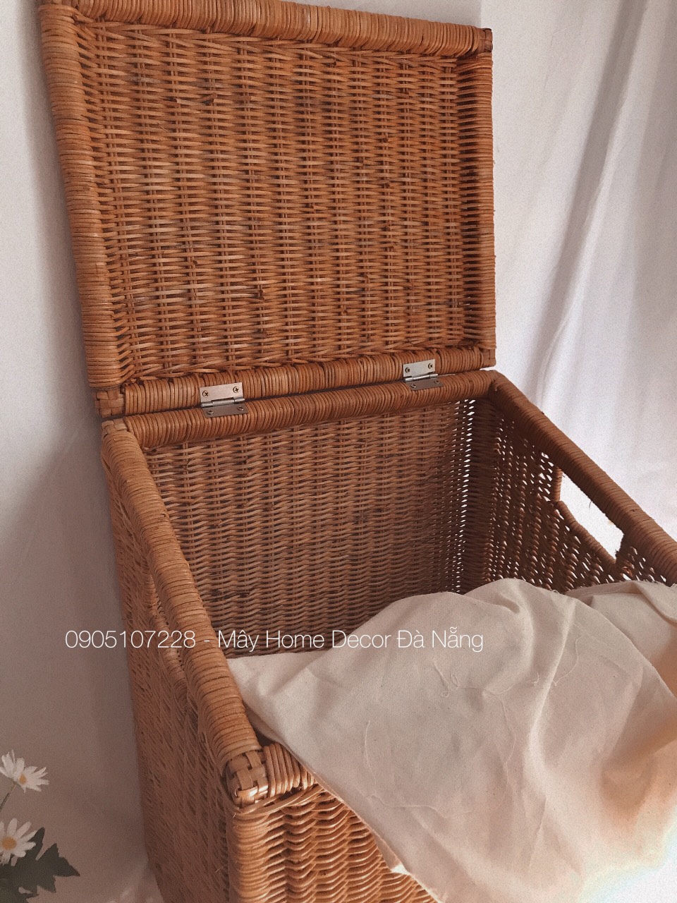 Sọt mây đựng đồ đa năng có nắp 40*28* H41 cm ( nắp thẳng)/ 40*30*H50/40cm ( nắp chéo) Phong Cách Vintage Boho/ Đựng đồ chơi/ Giặt là/ Chất Liệu Mây Cói Tre