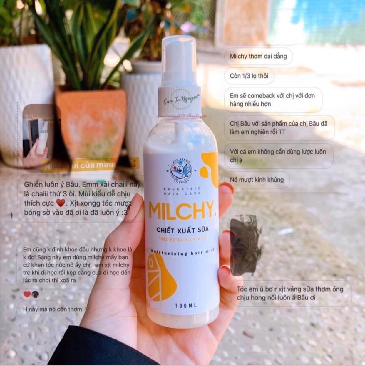 [HCM]Xịt dưỡng Váng Sữa Milchy BAUKRYSIE ??cột tóc hoa cúc
