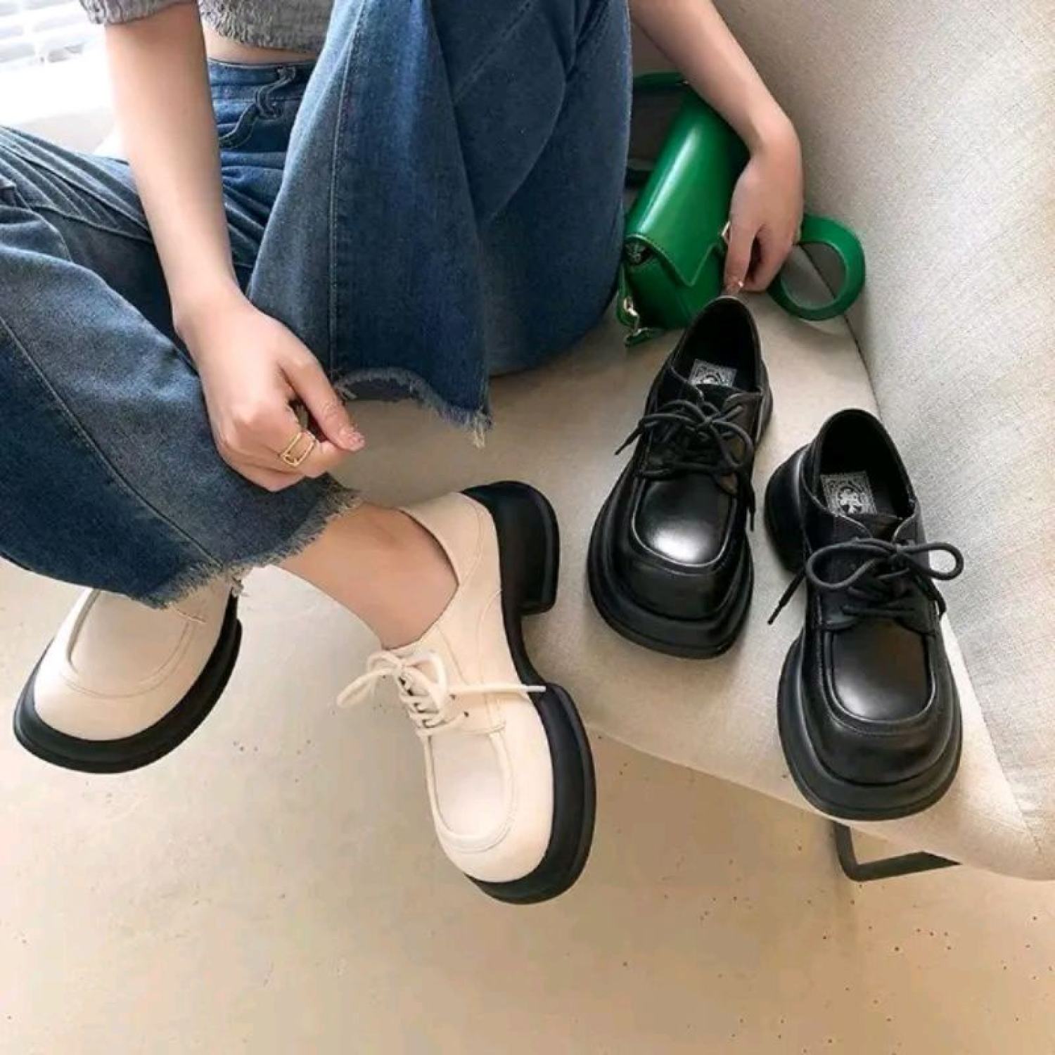 Giày Oxford độn đế 4cm khoét eo kiểu dáng hàn quốc