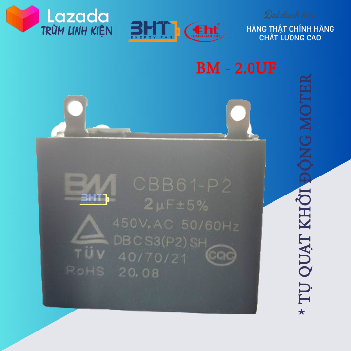 Tụ quạt CBB 2uF & 1.5uF - BM 2.2, BM 2.0 XIN