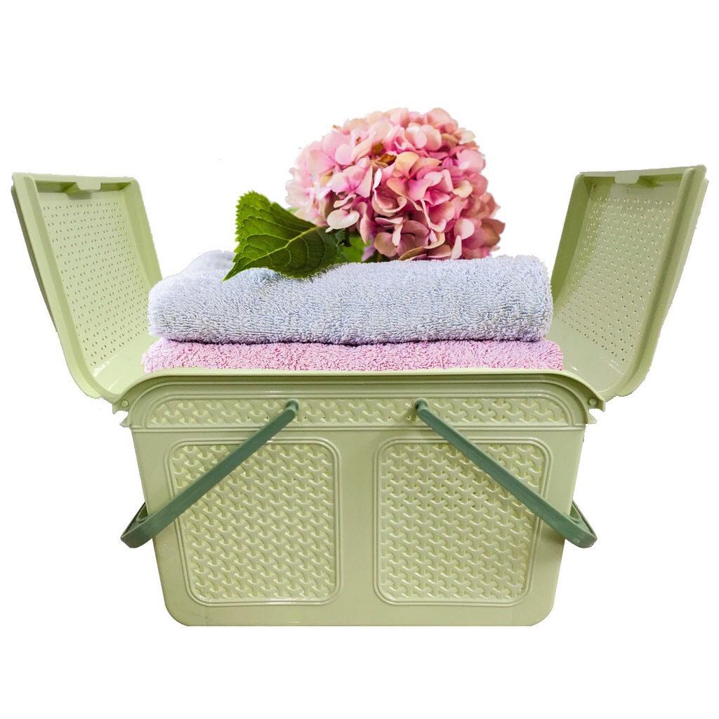 Giỏ nhựa đi sinh đa năng có nắp mở rộng tiện lợi, Làn đựng đồ sơ sinh cho bé