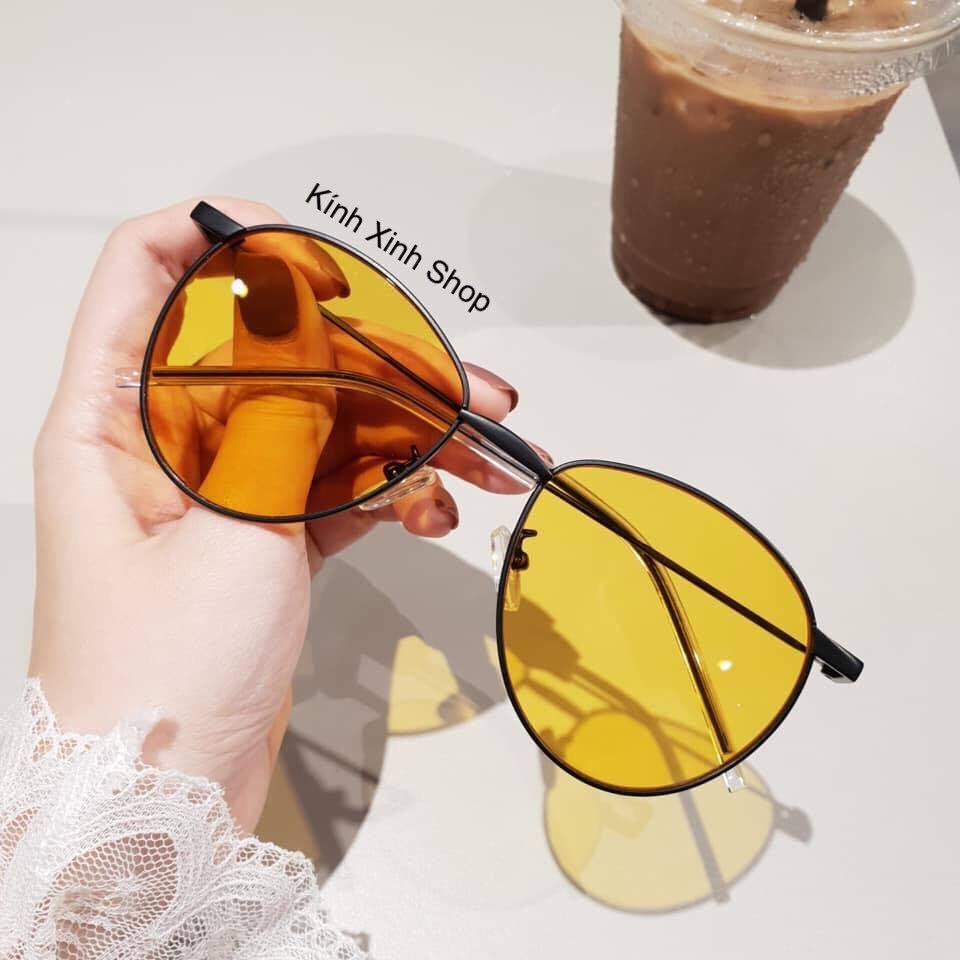 Kính râm mắt tròn màu vàng thời trang