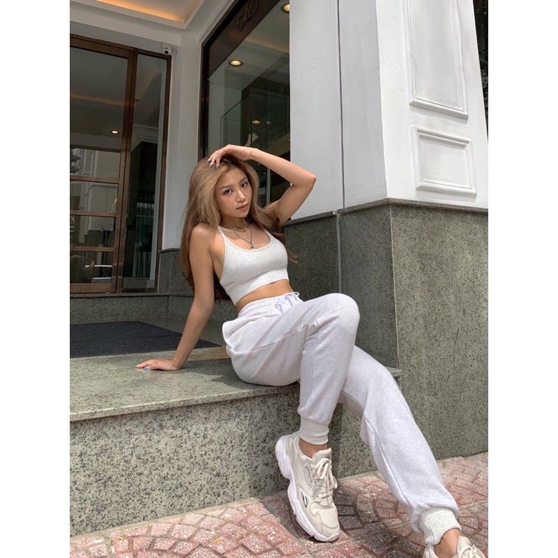 Quần Jogger basic đen xám trắng ống bo Lou Pants Lnd