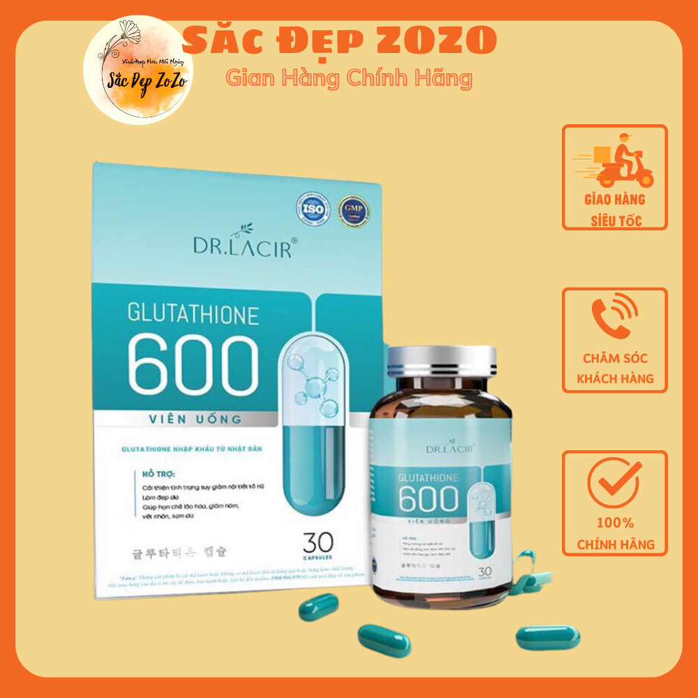 [HCM] Viên Uống GLUTATHION 600 Đẹp Da, Giảm Nám Hộp 30 Viên