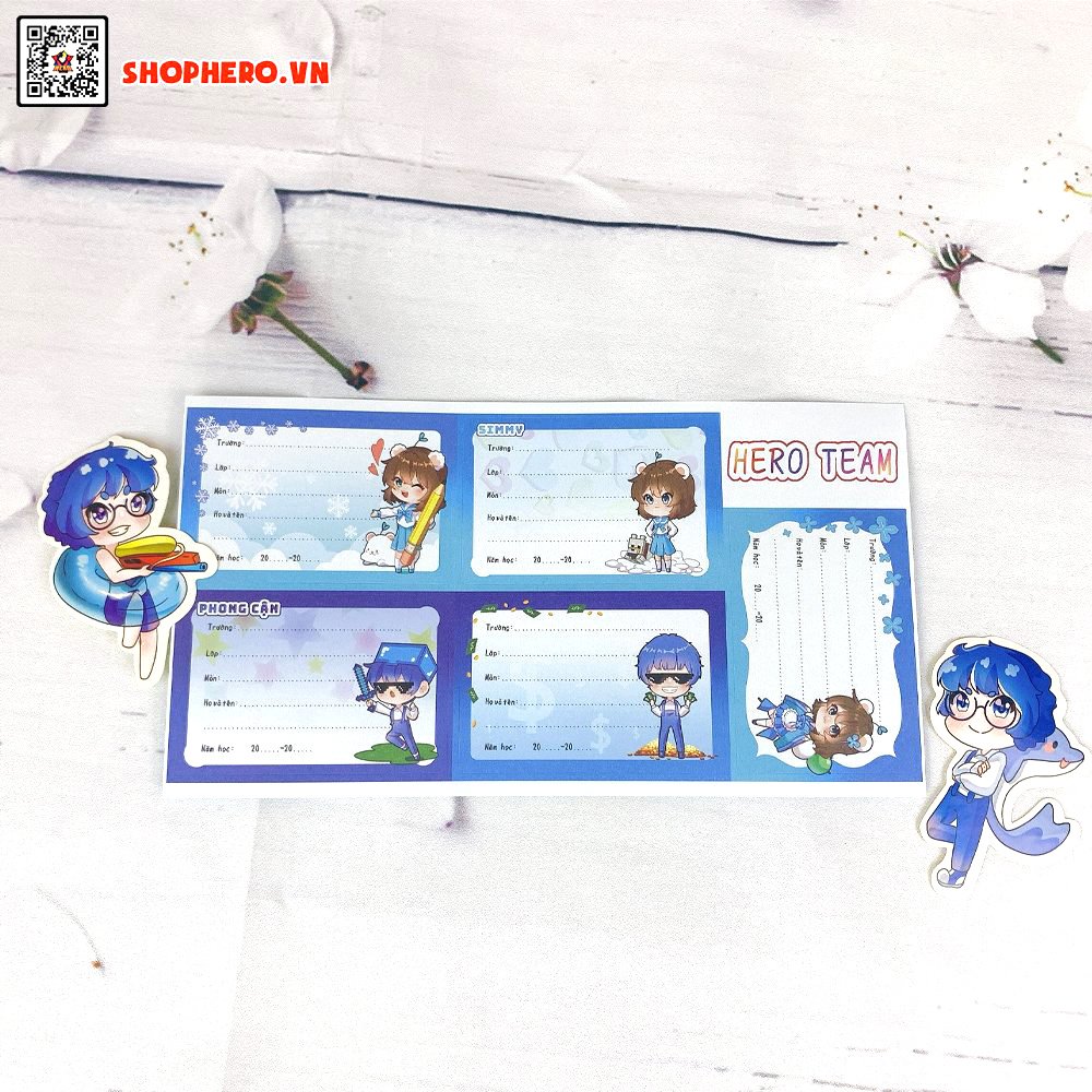Sét 30 nhãn vở Hero Team