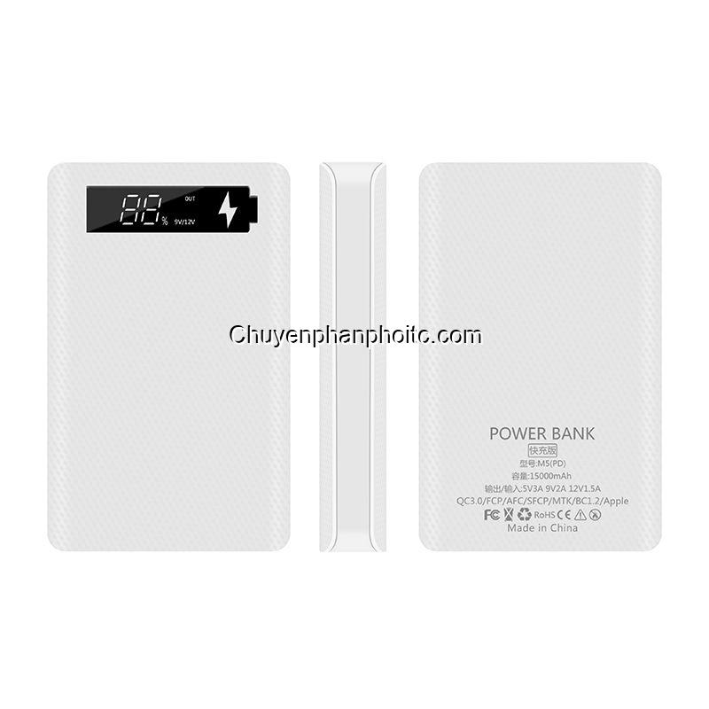 Box sạc dự phòng 5 cell sạc nhanh QC, PD