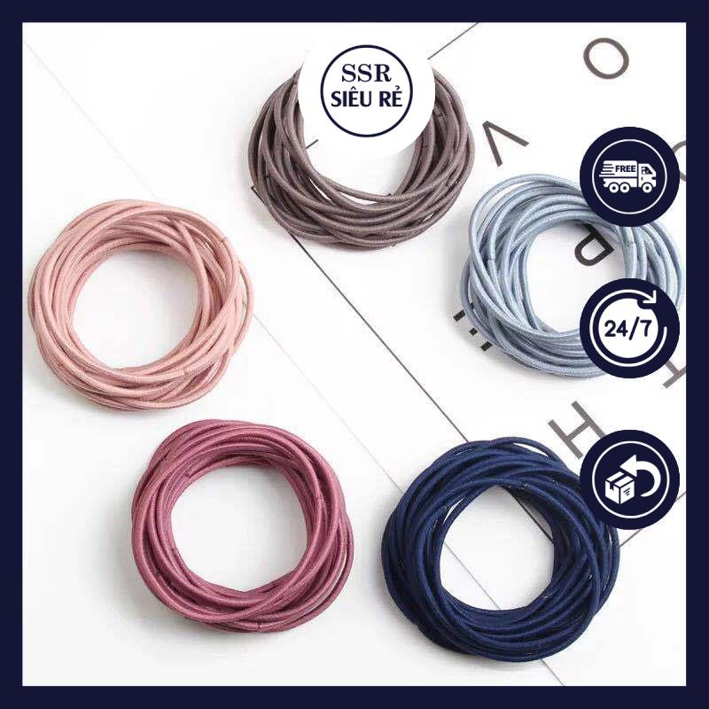 Set 100 Dây Buộc Tóc Trơn Kèm Túi Zip Siêu Xinh - Cột Tóc (MS7)
