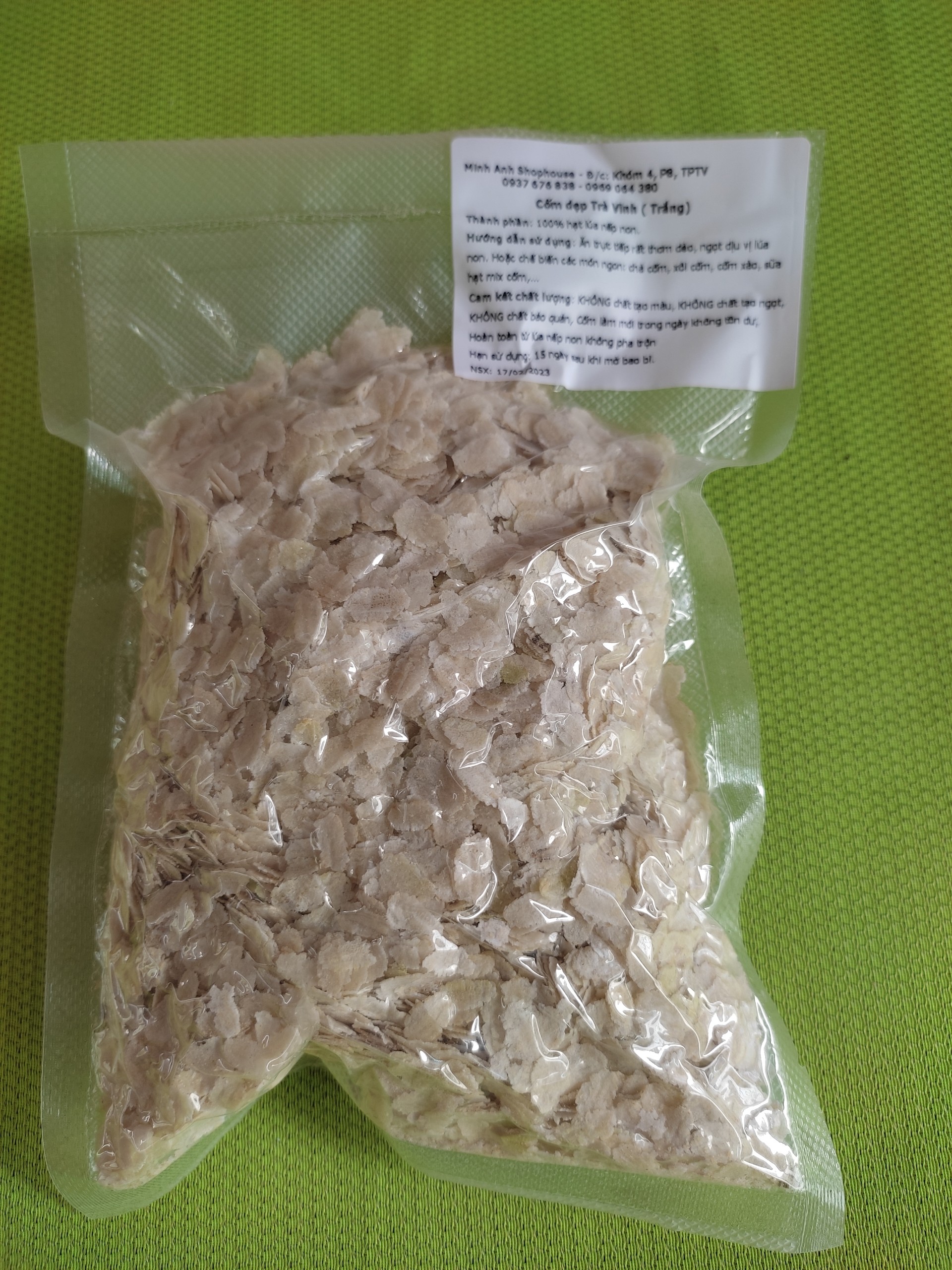 Cốm dẹp trắng trà Vinh túi 500gr