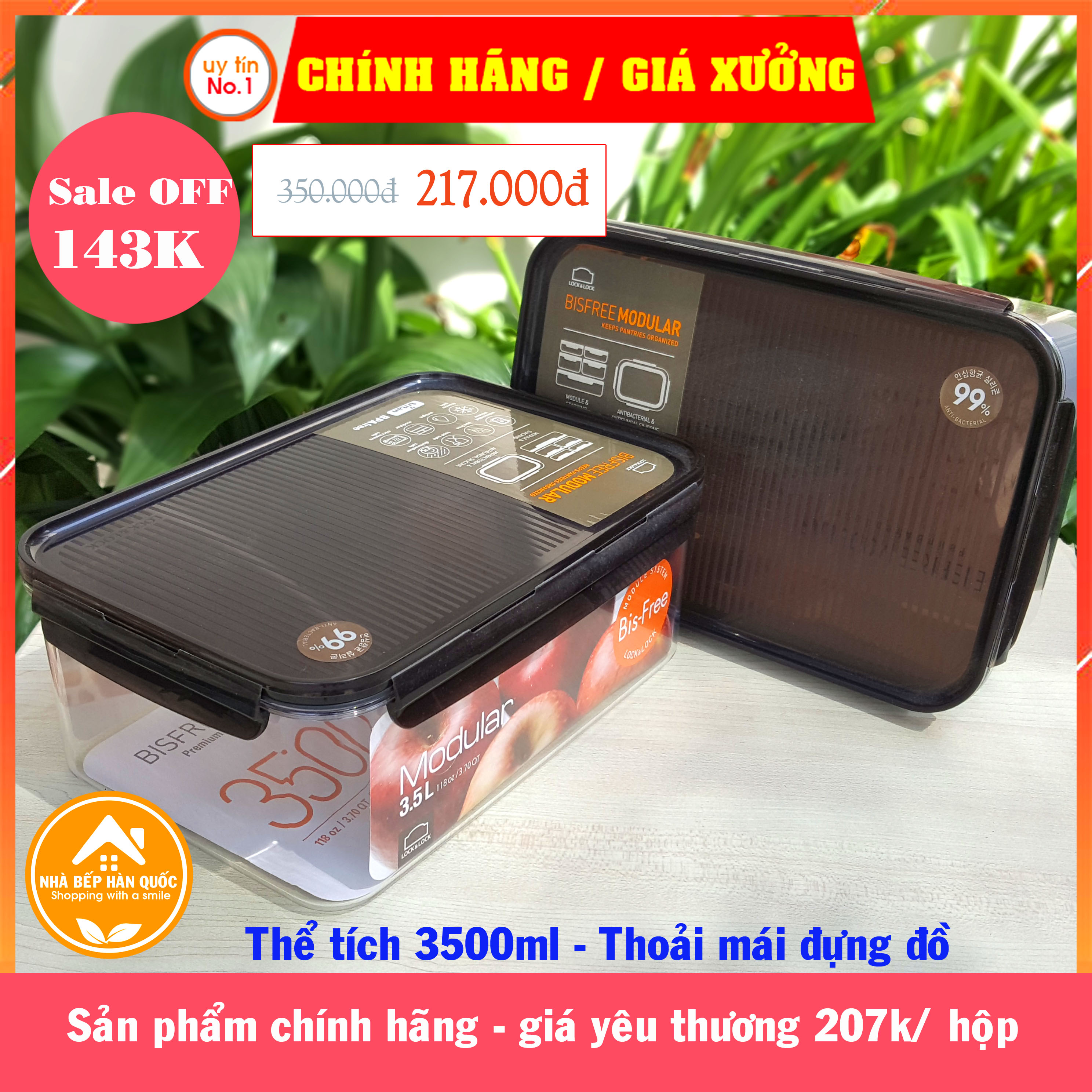 Hộp bảo quản thực phẩm 3500ml &4800ml  Lock&Lock Bisfree Modular - LBF407&LBF408