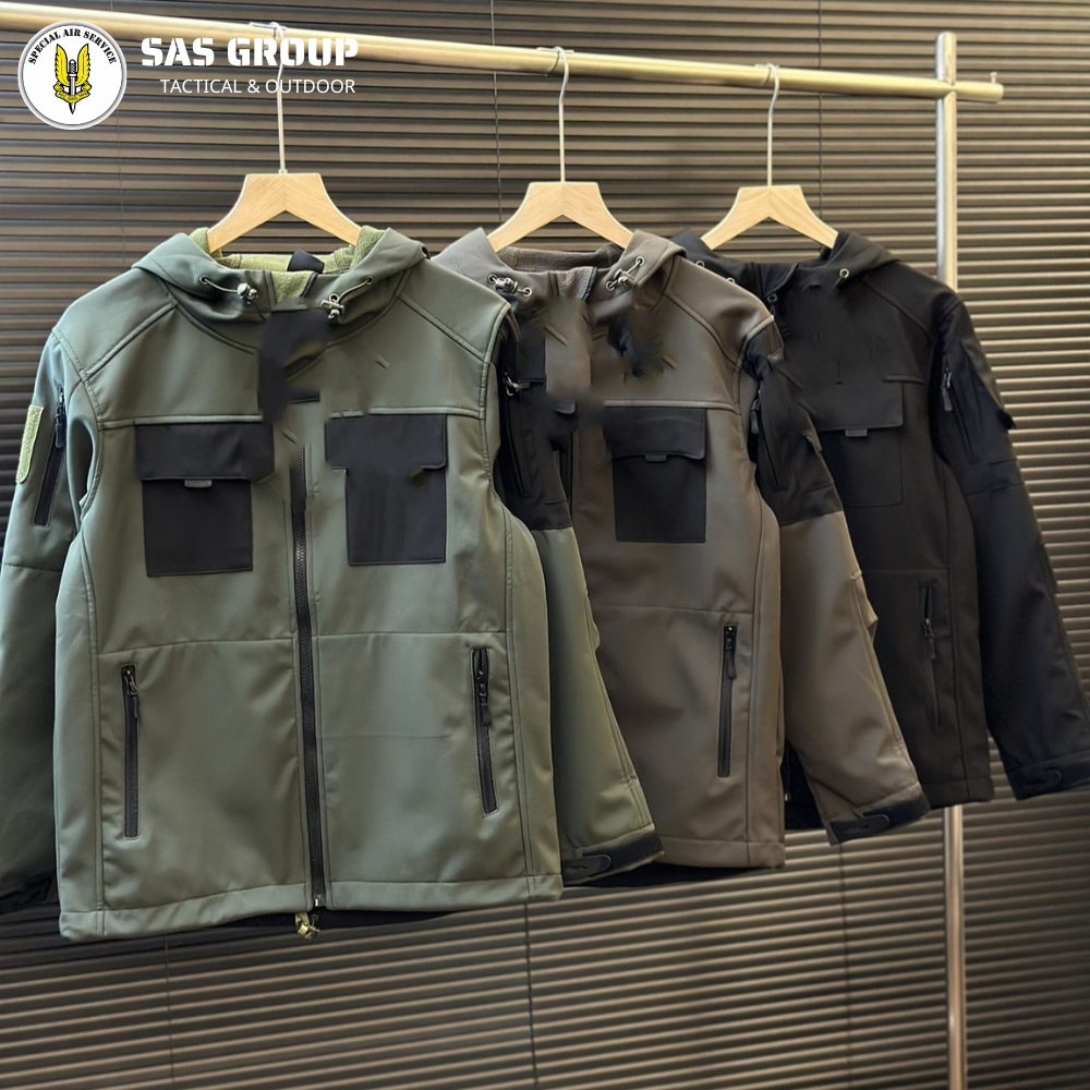 Áo Khoác Chiến Thuật, Áo Khoác Tactical Hai Lớp Lót Nỉ Vải Trượt Nước (007)