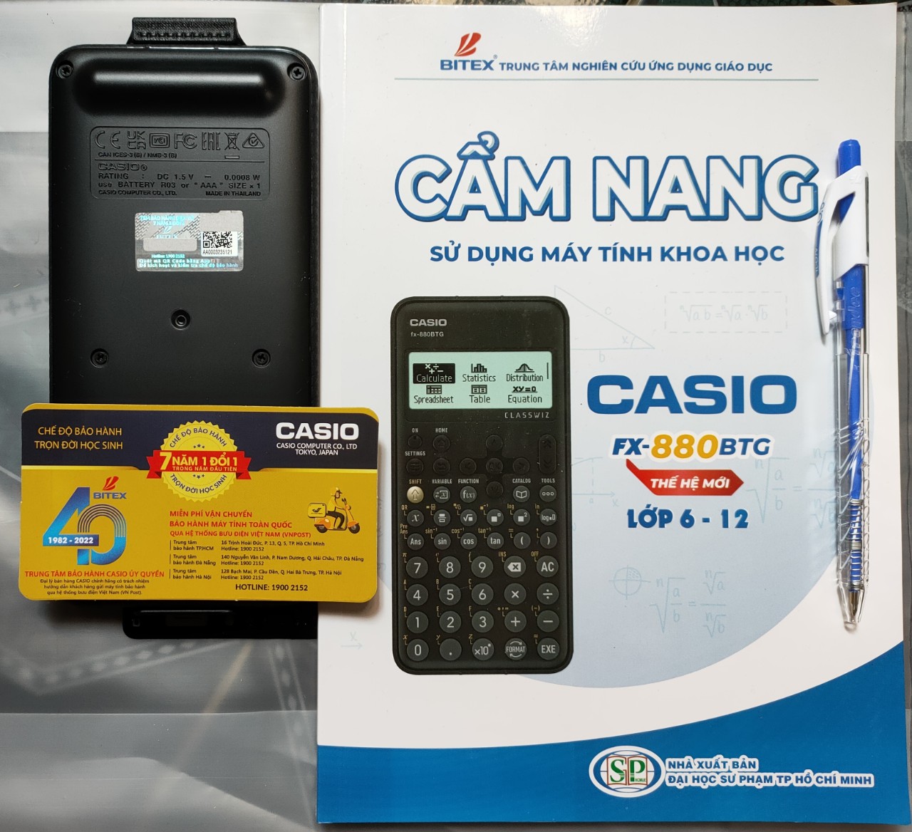 Combo máy tính Casio 880BTG Đen và Cẩm nang HDSD