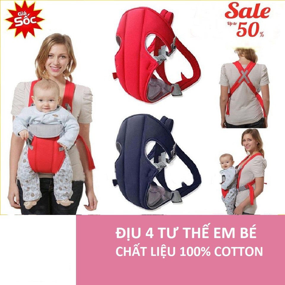 Địu em bé 4 tư thế, Địu Em Bé - Địu Em Bé Đa Năng,an toàn cho bé đi xe máy, oto cao cấp dây đai trắc chắn an toàn tuyệt đối cha mẹ