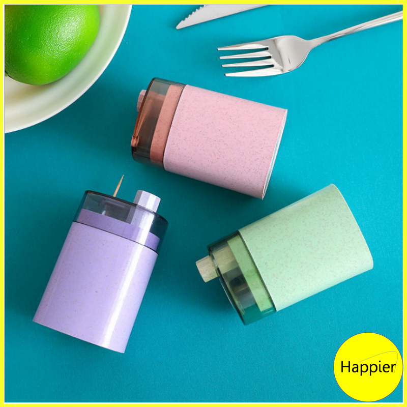 [HCM]Hủ Đựng Tăm Nút Nhấn Tự Động - Happier