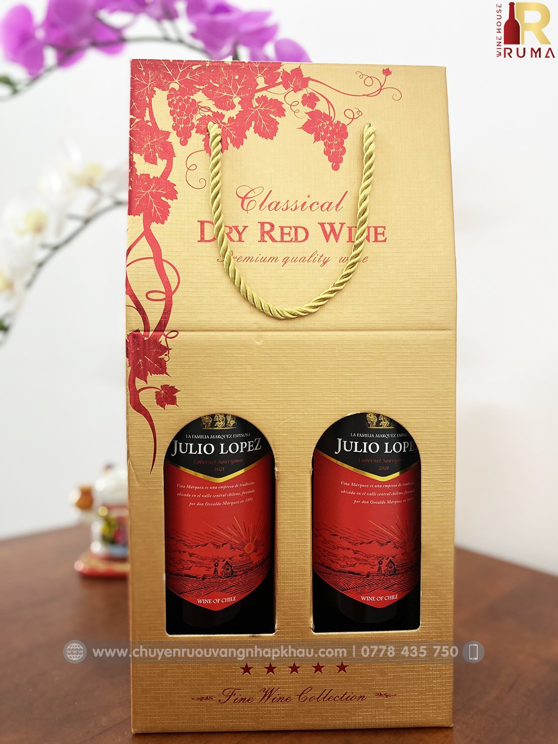 Set 2 chai vang Chile Julio Lopez nhập khẩu chính hãng - TG