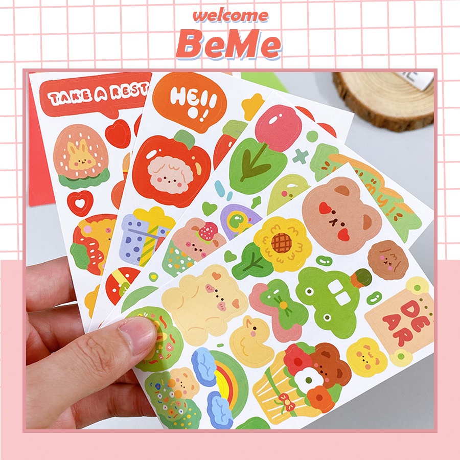 Set 2 tấm sticker, nhãn dán hoạt hình dễ thương