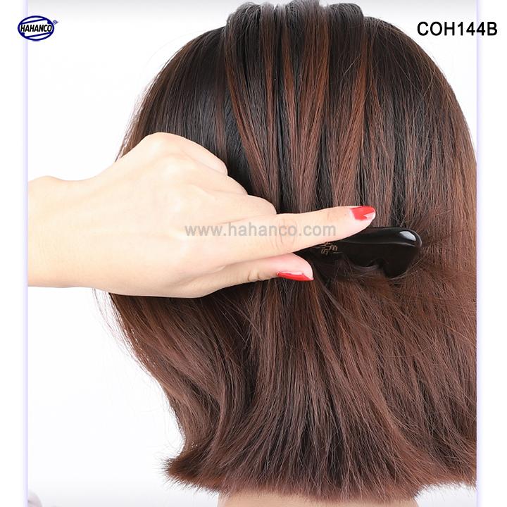 Lược sừng đen 5 răng đẹp (Size: S - 9cm) chải tóc xoăn, rối, xù - Massa đầu giúp lưu thông khí huyết - Hahanco- COH144B