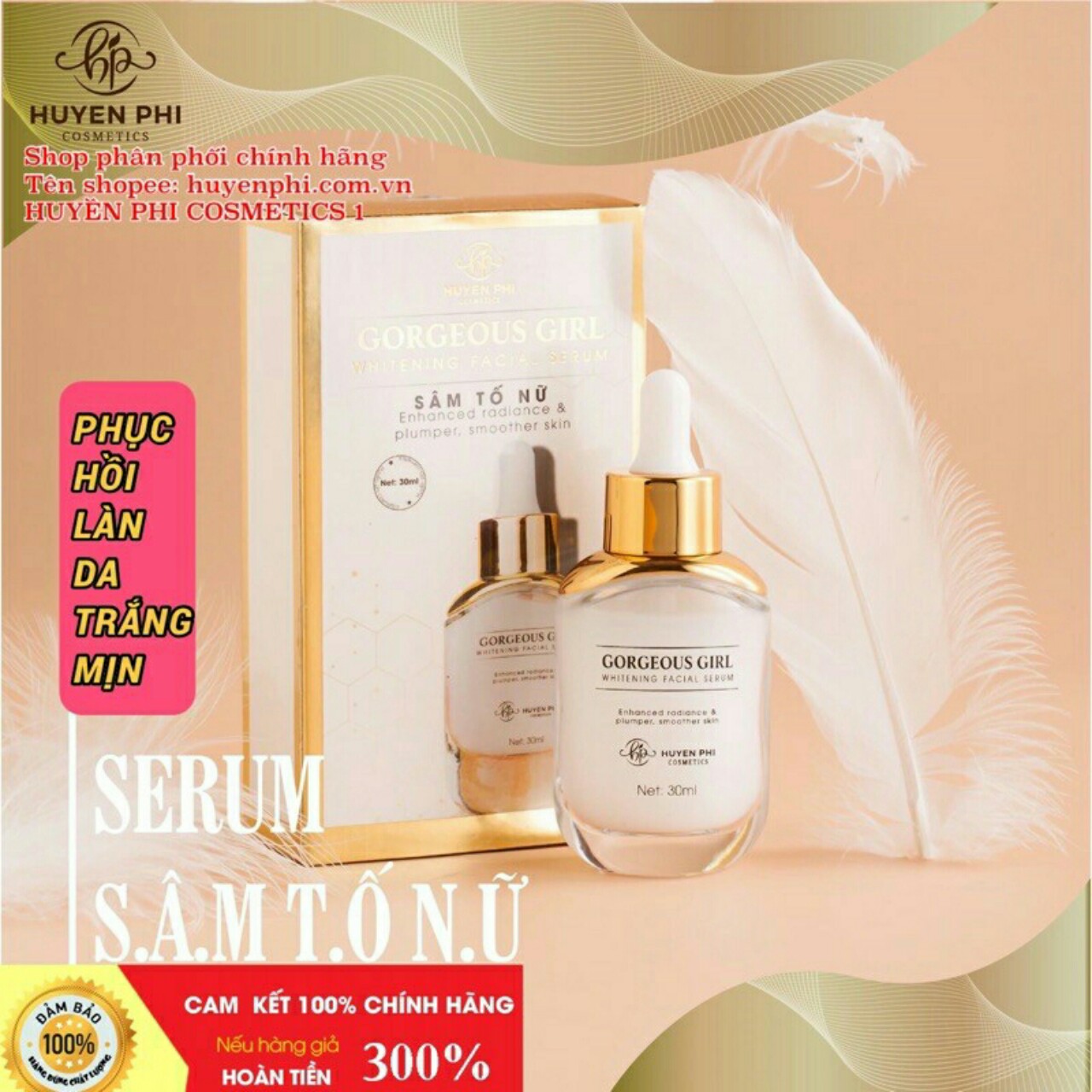 SERUM SÂM TỐ NỮ HUYỀN PHI CHÍNH HÃNG DƯỠNG TRẮNG DA