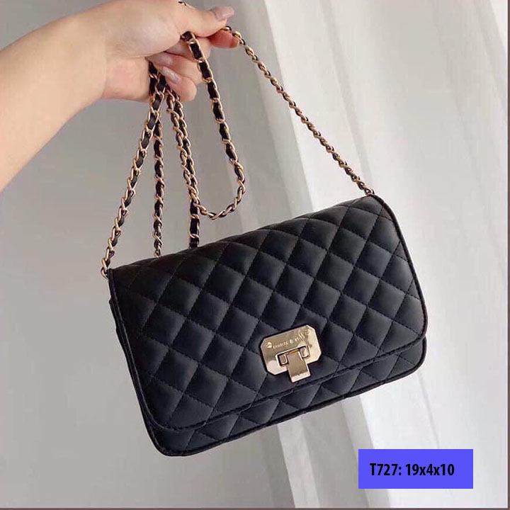 Túi xách tay đeo chéo nữ da trám đi chơi, đi làm khóa gập hàng rẻ T727