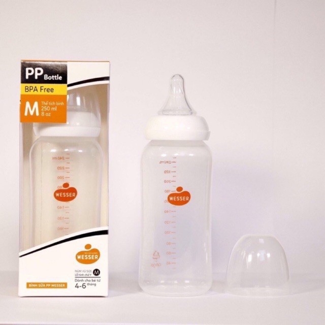 Bình Sữa Wesser Nano Silver Cổ Hẹp 60ml -240ml