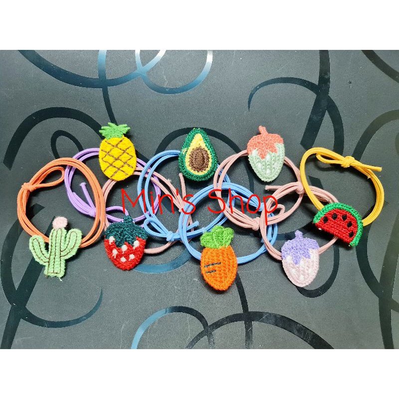 Set 5 dây buộc tóc len trái cây