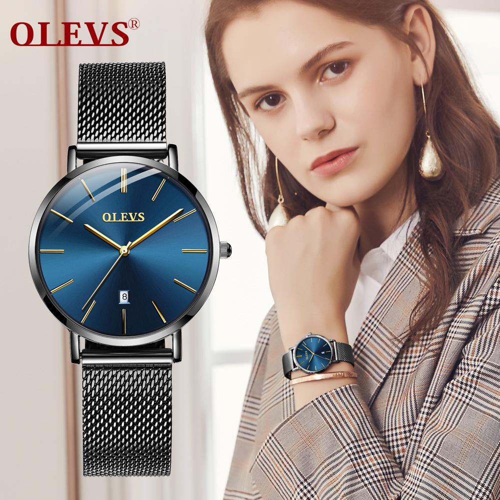 OLEVS Rose Gold Women's Watch Stahl Rose gold uhr frauen uhren top marke luxus JAPAN Bewegung Quarz Ultra dünne damen uhr Kalender montre femme