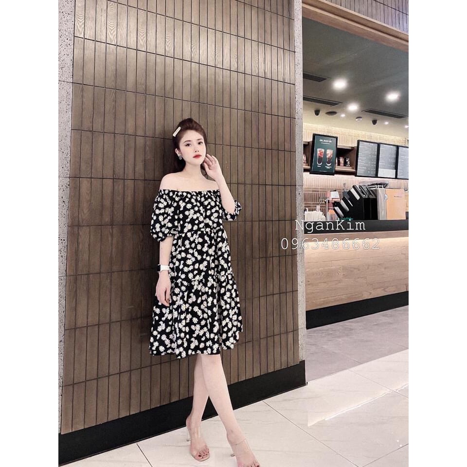 Đầm bầu hoa babydoll trễ vai xinh xắn ttsa0442