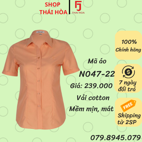 Mẫu mới 2023 Áo sơ mi Thái Hòa vải mềm mát màu cam 047-22-01