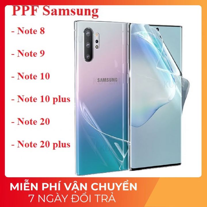 Bộ PPF Samsung Note 8 / Note 9 / Note 10 / Note 10 plus / Note 20 / Note 20 ultra trong suốt , chống trầy tặng giấy vệ sinh