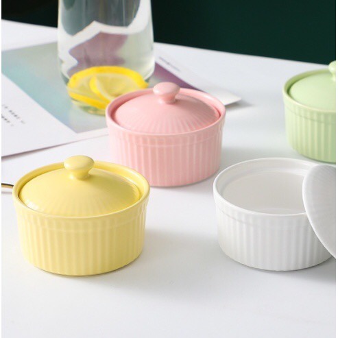 Chén Sứ Ăn Dặm Gốm Sứ Ramenkin Có Nắp 150ml Cho Bé