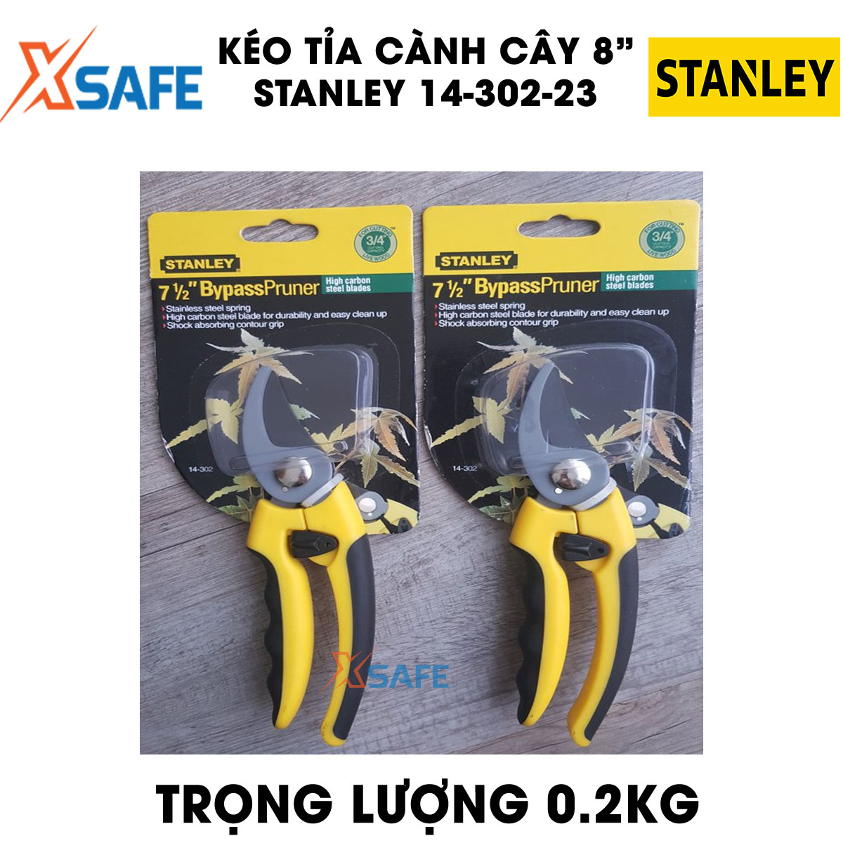 Scissors pruning shears bough 8 inch Stanley 14-302-23 200mm. Scissors pruning shears bough Stanley handy, blade carbon steel scissors sharp and tough, handle with spring power-assisted and plastic wrap light smoothness-distribution genuine xsafe