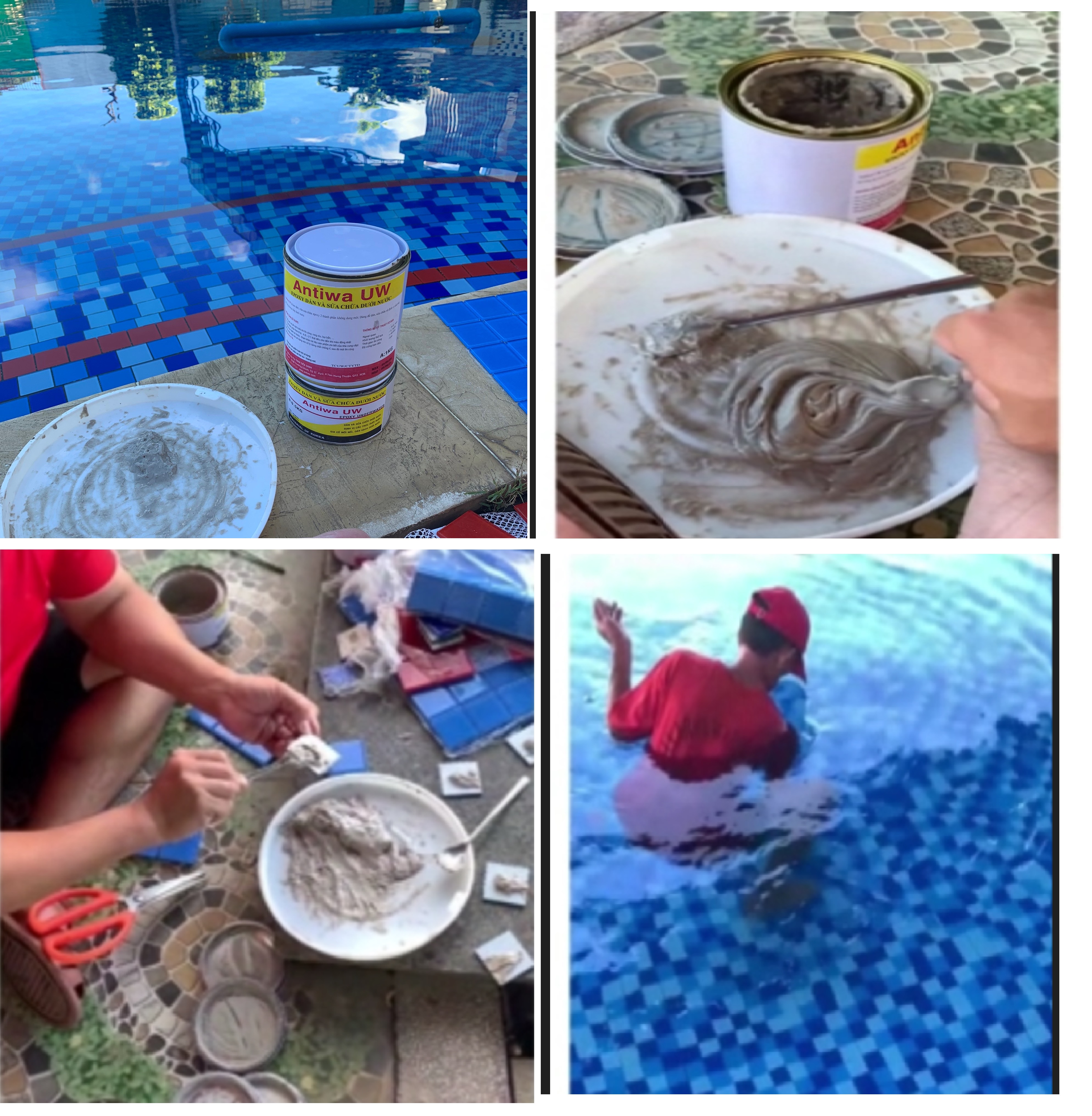 Keo Dán Gạch Hồ Bơi Dưới Nước Không Cần Tháo Nước Hồ