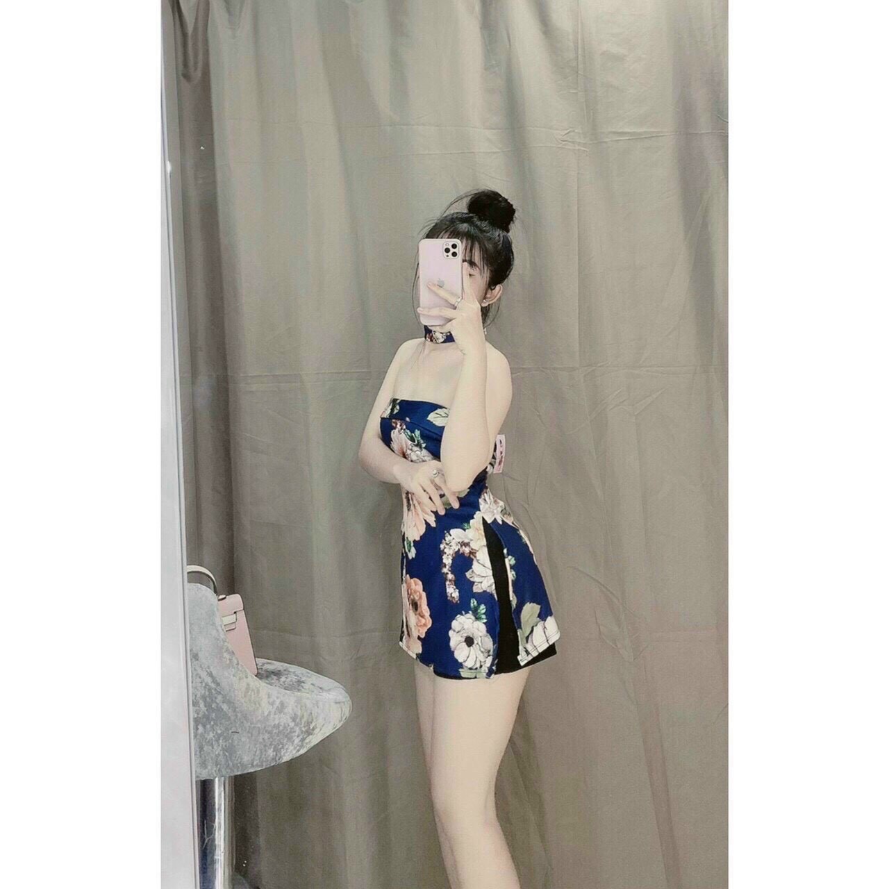 [HCM]Đầm Body Trễ Ngực in Họa Tiết 3D Siêu Bắt Mắt Thời Trang Du Xuân Hiện Đại ( Có Mút Ngưc Kèm Phụ Kiện).Qc