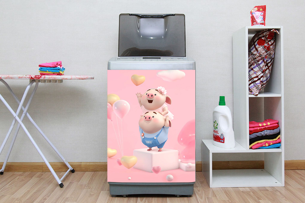 Decal dán máy giặt chất liệu cao cấp- Pig 2022