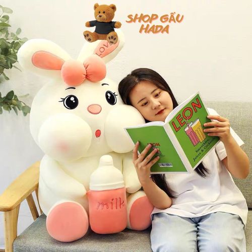 Gấu Bông Thỏ Ôm Bình Sữa, Thỏ Ôm Bình Sữa Siêu Mềm Siêu Cute Hàng Loại 1