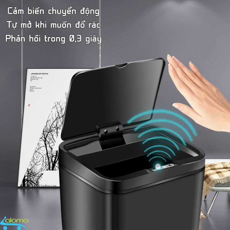 Thùng đựng rác cảm biến thông minh tự đóng mở TZL-15 dung tích 15L sang trọng sạch sẽ tiện dụng sử dụng pin kèm dây sạc