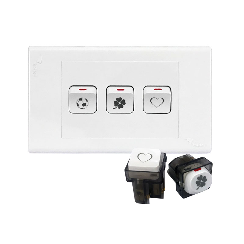 Hạt công tắc 1 chiều 2 cực 10A họa tiết HME18 (Sino, Lioa)