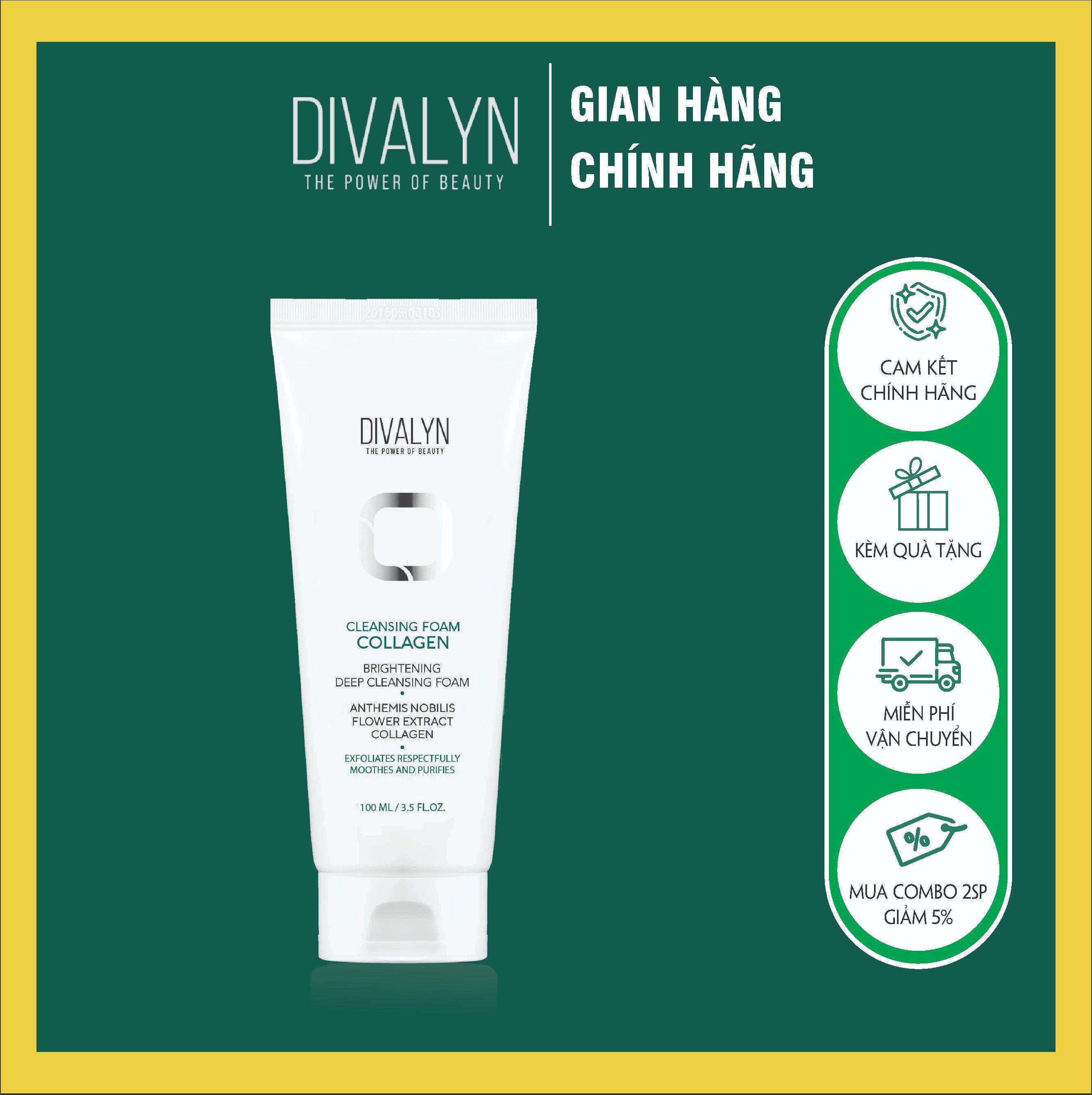 Sữa rửa mặt Diva Lyn tinh chất Collagen