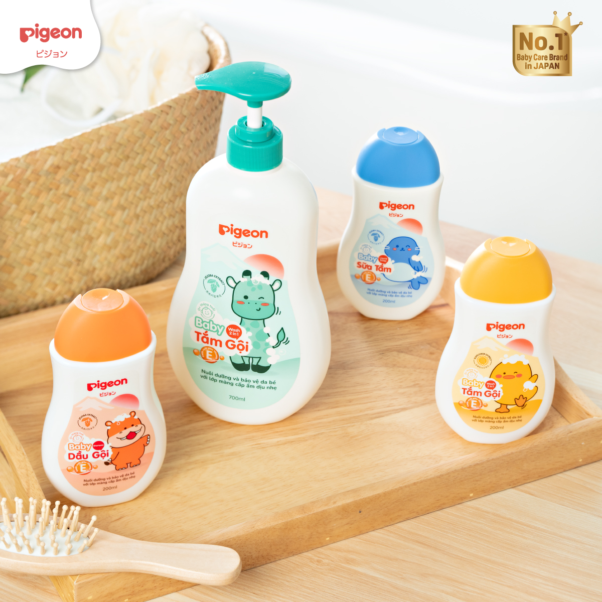 Combo 3 Chai Tắm/Gội Cho Bé Pigeon 700ml
