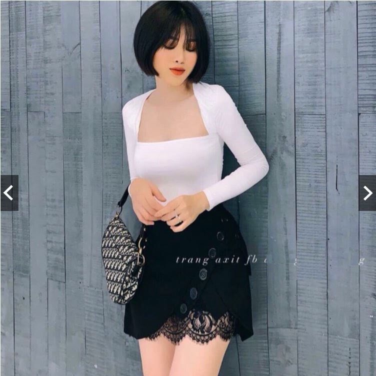 Áo thun nữ dài tay cổ vuông vải Borip