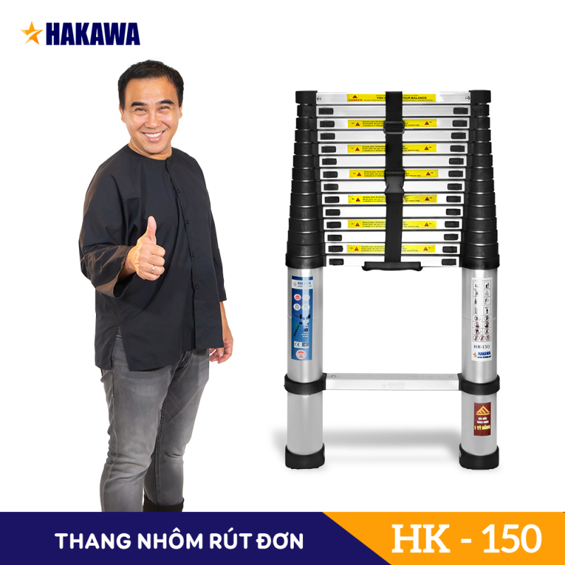 THANG NHÔM RÚT ĐƠN NHẬT BẢN HAKAWA HK-150 5M - NHỎ GỌN CHẮC CHẮN - HÀNG CHÍNH HÃNG