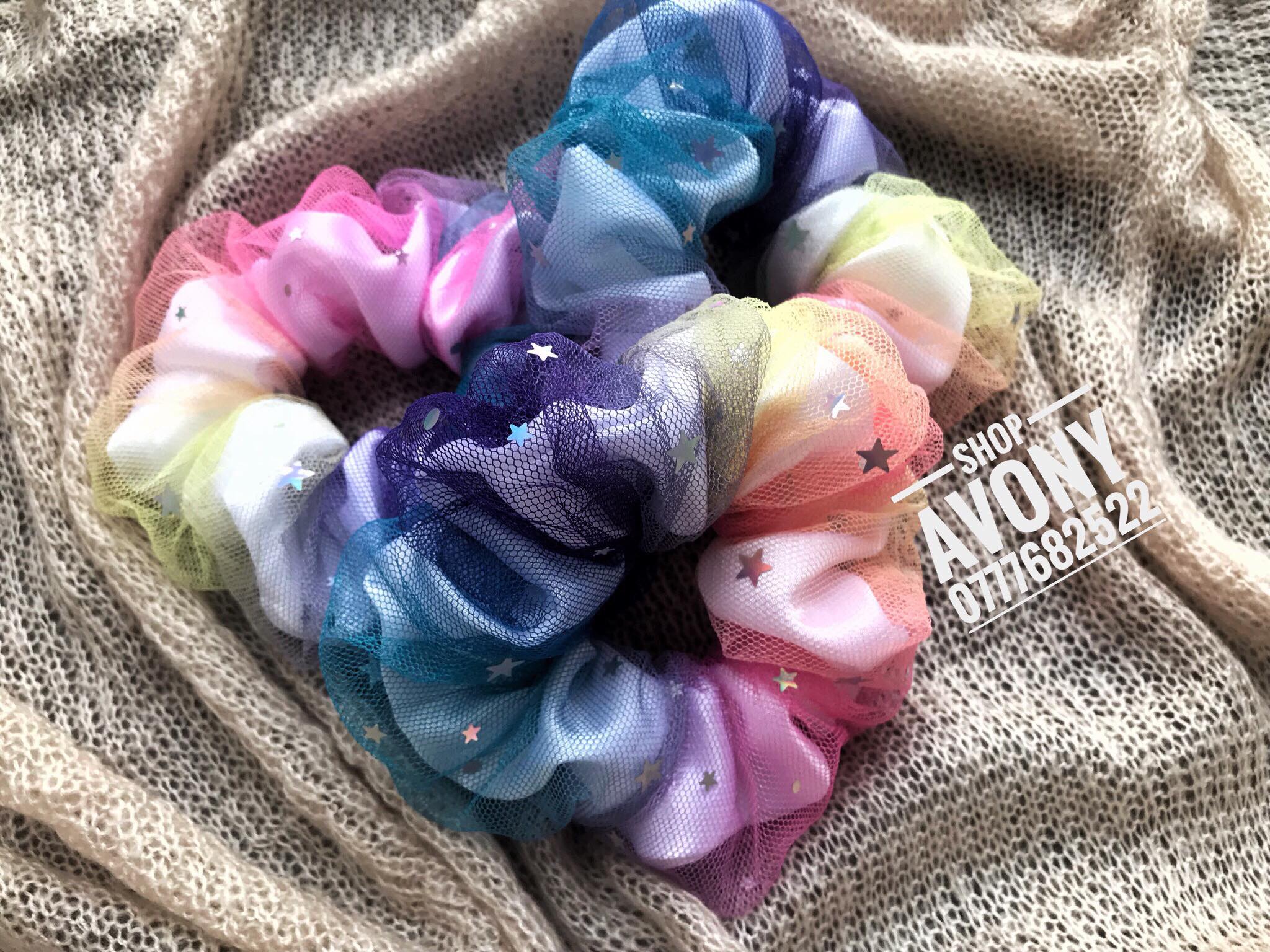 [HCM]Cột tóc vải scrunchies galaxy 2 lớp siêu phồng phiên bản 2